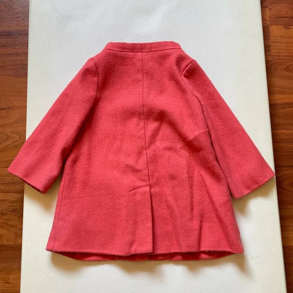 Baby Gap Wool Blend Coral Swing Coat with Embellished Button  • Size 3 🗣